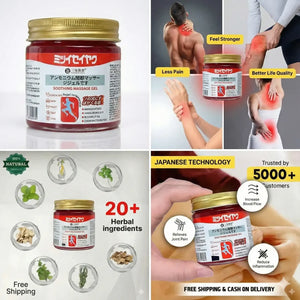 Japanese Herbal Pain Relief Balm | Fast Absorbing Cooling Massage Balm for Joint, Muscle, Back, Neck & Knee Pain | Menthol & Camphor Formula | Non-Greasy | 100g